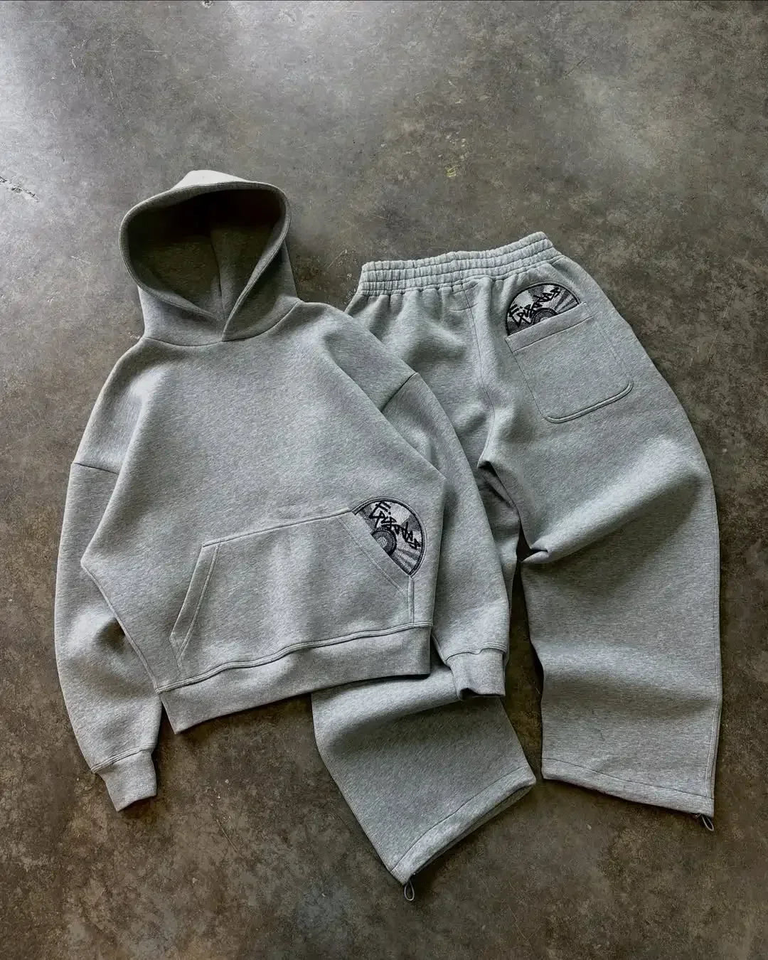 European and American personalized embroidered sweatshirt and trousers suit long sleeve pullover hooded retro street jacket