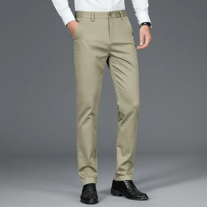Business Formal Mens Casual Pants Autumn Winter Fashion Anti-wrinkle Straight Stretch Trousers Male Office Classic Suit Pants