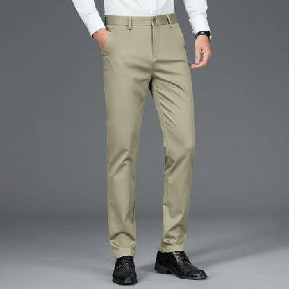 Business Formal Mens Casual Pants Autumn Winter Fashion Anti-wrinkle Straight Stretch Trousers Male Office Classic Suit Pants