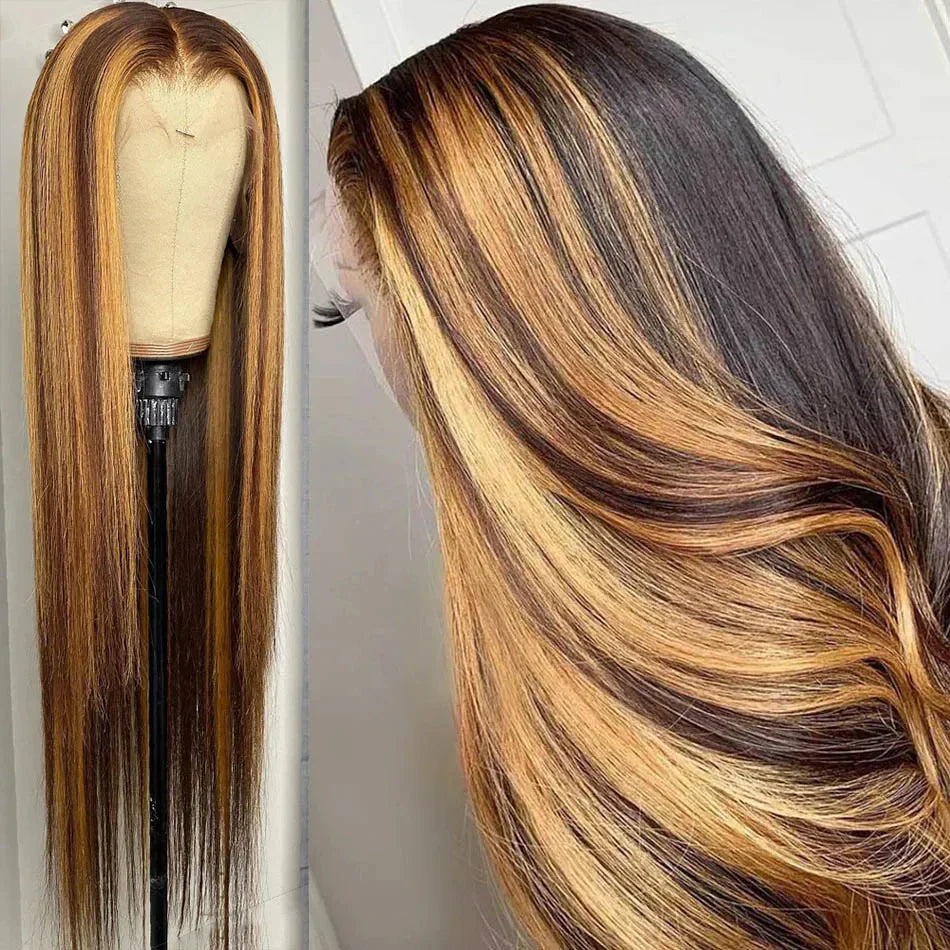 straight hd lace frontal wig 13x6 highlight wig 13x4 lace frontal blonde wig bone straight human hair wigs Brazilian