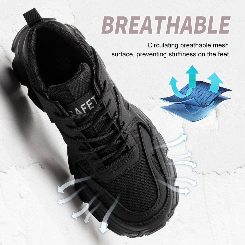 Work Sneakers Steel Toe Shoes Men Safety Shoes Puncture-Proof Work Shoes Boots Fashion Indestructible Footwear Security