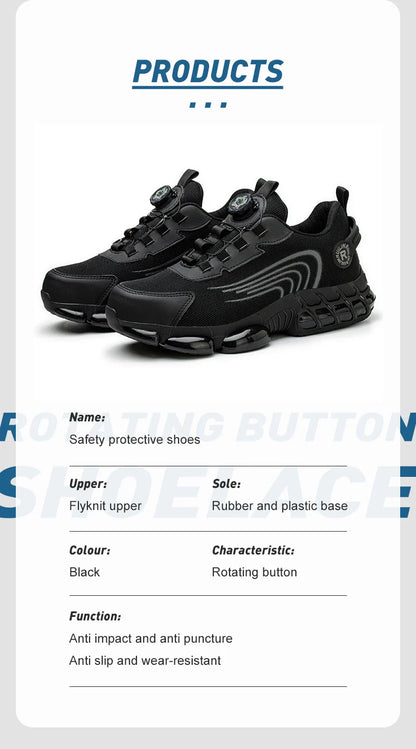 Rotating Button Work Safety Shoes for Men protection Safety Work Shoes Anti Puncture Work Sneakers Anti-smash Steel Toe Boots