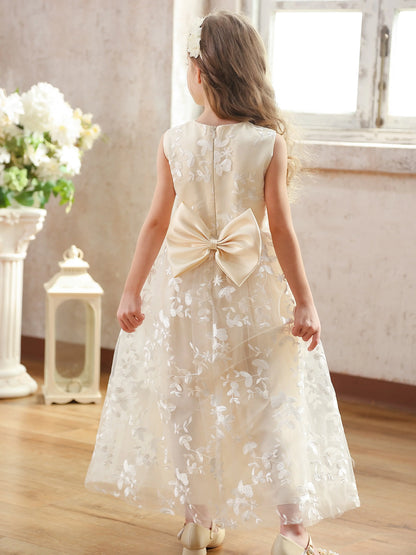 Girls Flower Girl Embroidery Flower Straight Dress Lace Daily Casual Elegant Princess Sleeveless Dresses