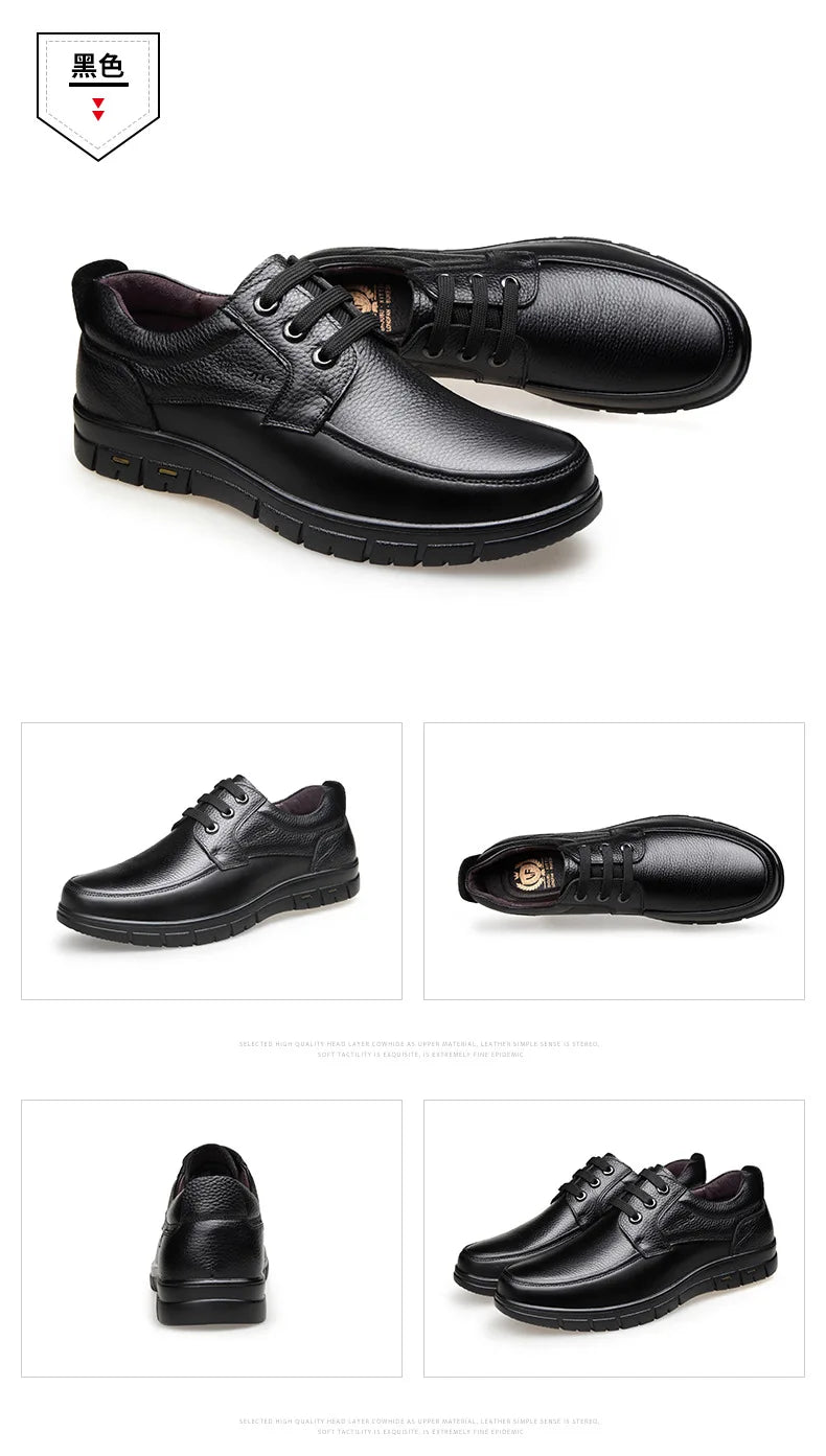 Handmade Leisure Men Shoes New Trendy Minimalist Work Shoes With Lace Up Middle-Aged Dad Formal Casual Business Leather Shoes
