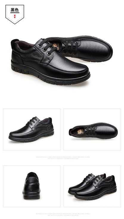 Handmade Leisure Men Shoes New Trendy Minimalist Work Shoes With Lace Up Middle-Aged Dad Formal Casual Business Leather Shoes