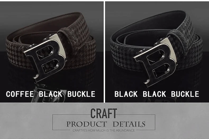 High Quality Automatic Buckle belts men Golden buckle fashion Waist Strap genuine leather Cowskin cintos masculinos B letter