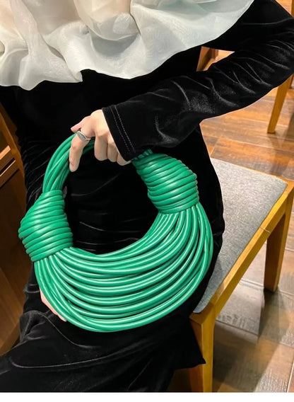 Handbags for Women 2025 New in Gold Luxury Designer Brand Handwoven Noodle Bags Rope Knotted Pulled Hobo Silver Evening Clutch
