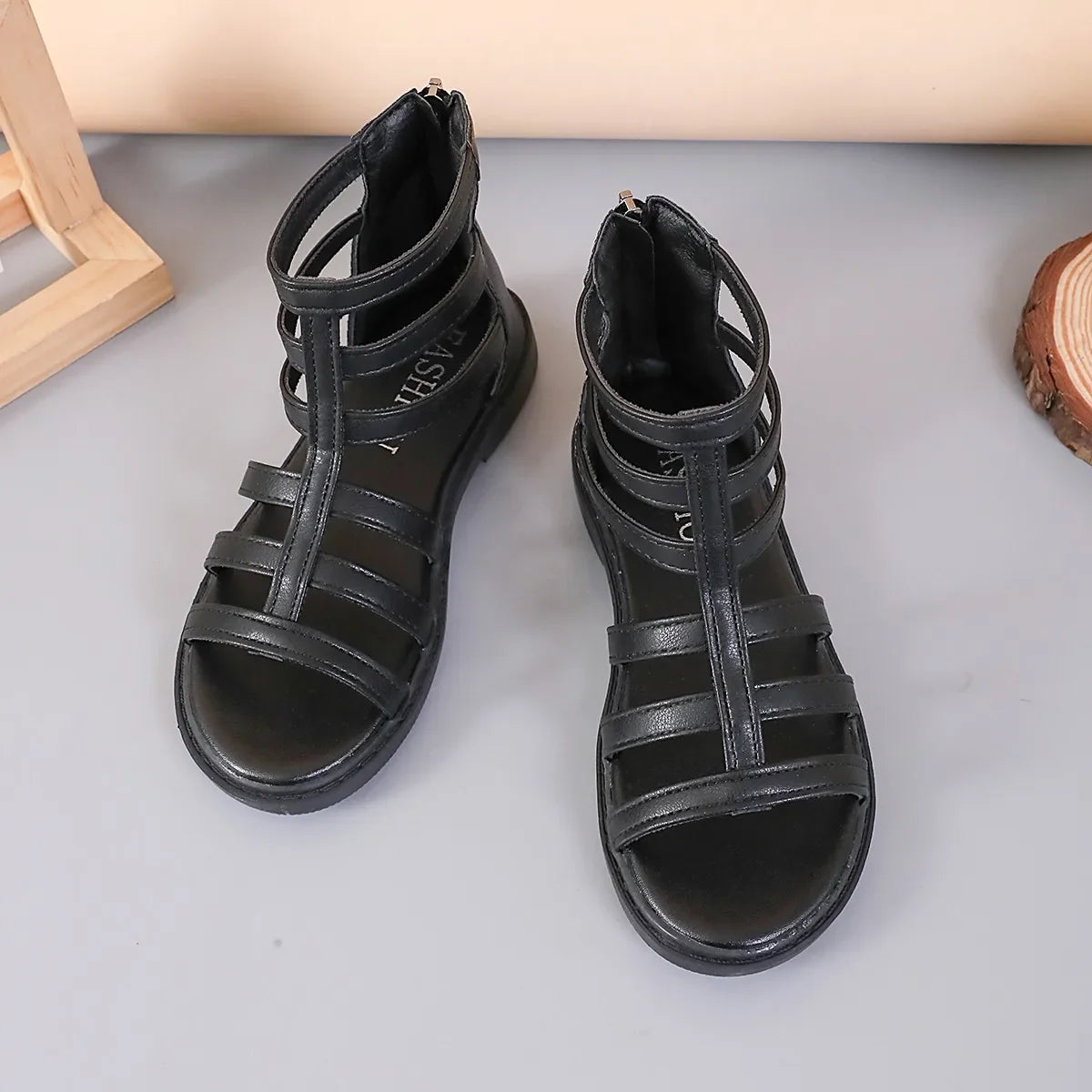 Girls Sandals 2026 Summer Kids Gladiator Sandals Boots  Roma Shoes Narrow Band Princess Shoes For Child Baby Black white