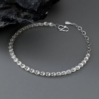 Real 925 Sterling Silver Simple Hollow out Fashion Bracelet Chain For Women Valentine's Day Party Gift Female Jewelry