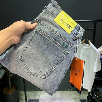 High-end 2023 Harajuku Designer Clothes Denim New Trousers Kpop Stretch Trendy Korean-style with Our Luxury Men's Casual Jeans