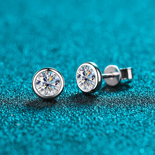1ct D Color Moissanite Earring 925 Sterling Sliver Plated White Gold Ear Stud Wedding Engagement Earrings For Women