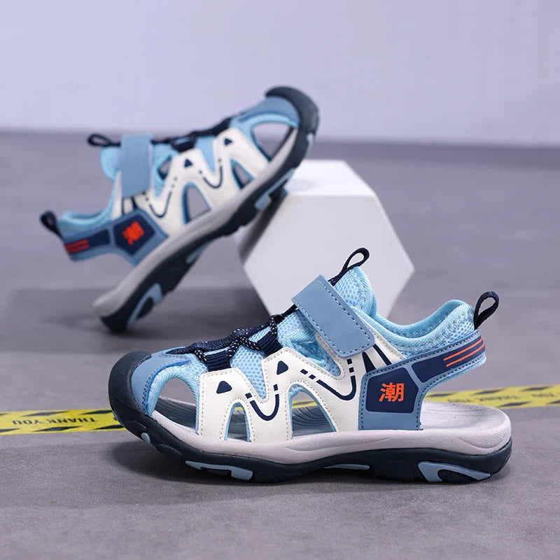 2026 New Summer Kids Beach Sandals Closed Toe Anti Bump Children's Walking Flat Shoe Outdoor Breathable Boy's Soft Sole Sandals
