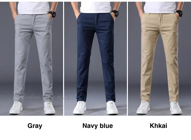 7 Colors Summer Thin Men's Casual Pants Stretch Cotton Slim Fashion Business Trousers High Quality Male Clothes