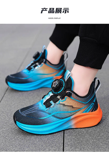 Outdoor Lace-up Boys Girls Knit Jogging Shoes Gym Sneakers Children‘s Basketball Shoes Non-slip Breathable Sports Training Shoes