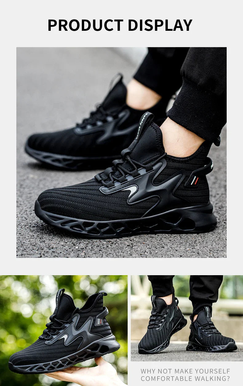 Breathable Men Work Safety Boots Steel Toe Safety Boots Anti-smash Anti-puncture Work Sneakers Indestructible Protective Boots