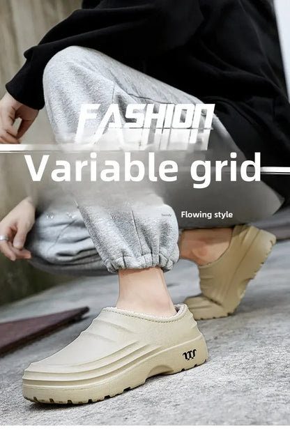 Waterproof Cotton Chef Shoes For Men Anti-Slip Work Footwear Warm Comfortable Kitchen Specialized Shoes With EVA Outsole