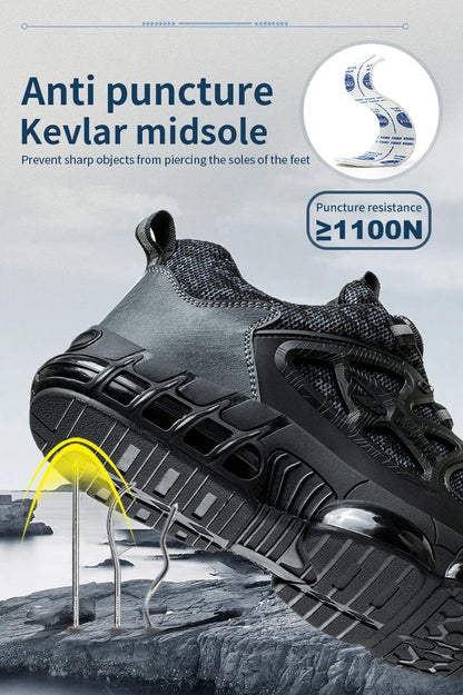 New Safety Boots Men Work Sneakers Anti-smash Indestructible Shoes Steel Toe Protective Boots Anti-puncture Work Safety Shoes