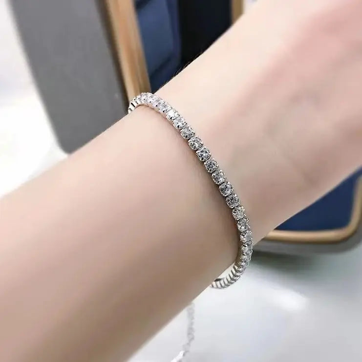 925 Sterling Silver 4.4 Carat Moissanite Adjustable Tennis Bracelet Fashion Temperament Design Light Luxury Ladies