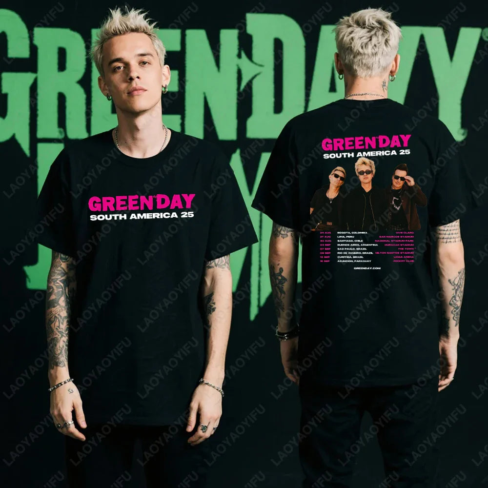 Green Day Tour 2025 Asia and Australia Tour Graphic T Shirts Summer Woman Man Fans High Quality Cotton T-shirt Music Festival