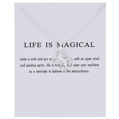 New Trendy Alloy Cute Elegant Sun Love Star Leaves Clover Unicorn Luck Pendant Necklaces for Women Fashion Accessories Jewelry