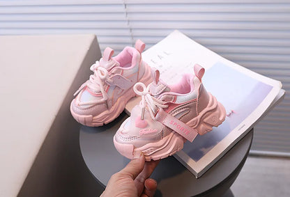 Girl Child Sport Shoe 2026 Spring Mesh Breathable Toddlers School Running Sneakers Fashion Non-slip Kids Boys Basketball Shoes