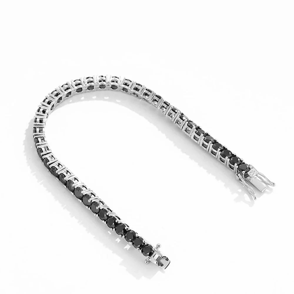3-6.5mm Moissanite Tennis Bracelet D VVS1 Black Diamond Bracelets with Certificate 925 Sterling Silver Bangle for Women Men