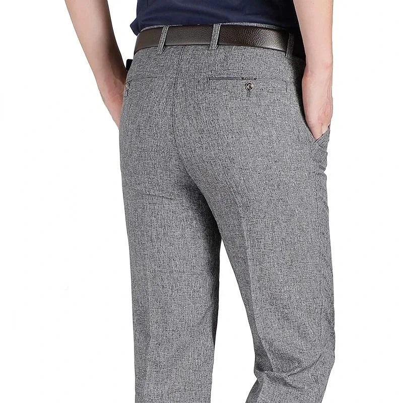 New Men's Summer Thin Autumn Thicken Business Casual Pants Fashion Solid Gentle Trousers Male Brand Suit Pant Black Grey GOZBKF