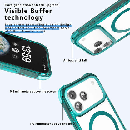 iPhone 17 pro max acrylic mobile phone case tpe suitable for high permeability 17 airbag anti-drop magnetic case green