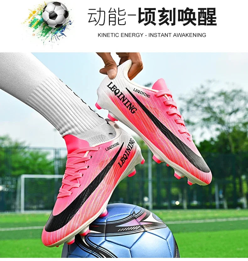 New Men Football Boots Outdoor Non Slip Match Boys Breathable Soccer Shoes Sport Adult Cleats Training Long Spikes Comfortable