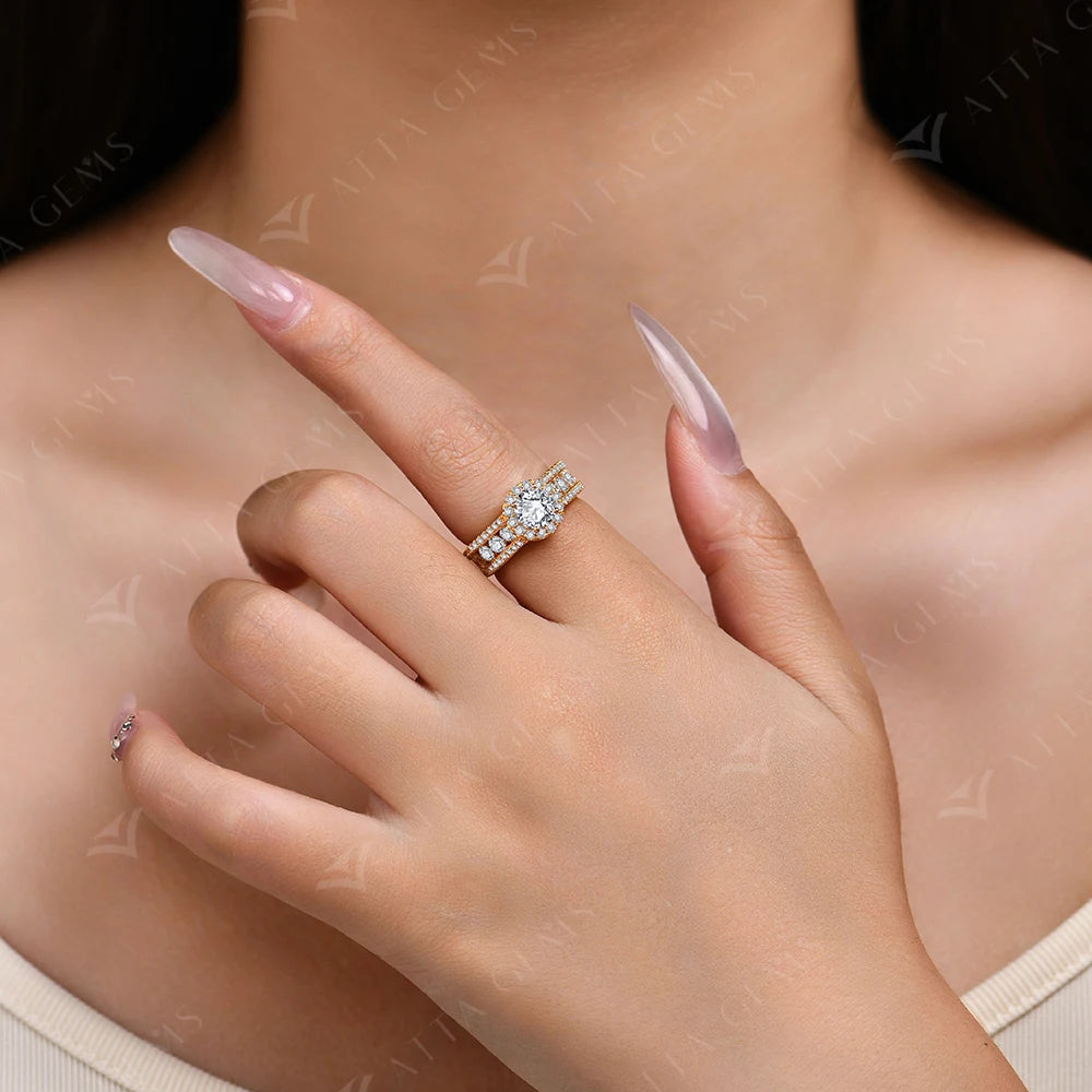 Round Cut 1.0CT Moissanite Ring 6.5mm VVS1 Diamond for Women S925 Silver Engagement Bride Jewelry Gift With Certificate