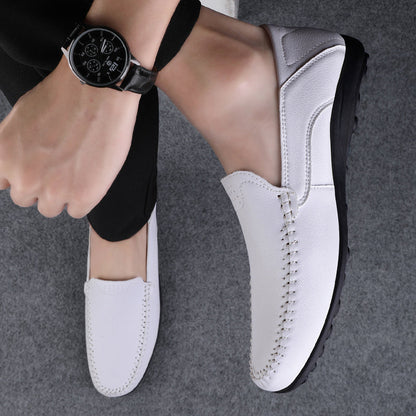Fashion Men Casual Leather Shoes Luxury Italian Soft Men Loafers Handmade Moccasins Men Breathable Slip on Boat Shoes Plus Size