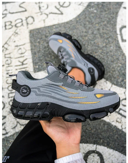 Men's Safety Work Shoes Anti-smash Anti-puncture Rotating Button Fashion Sport Boots Protective Security Men's Footwear