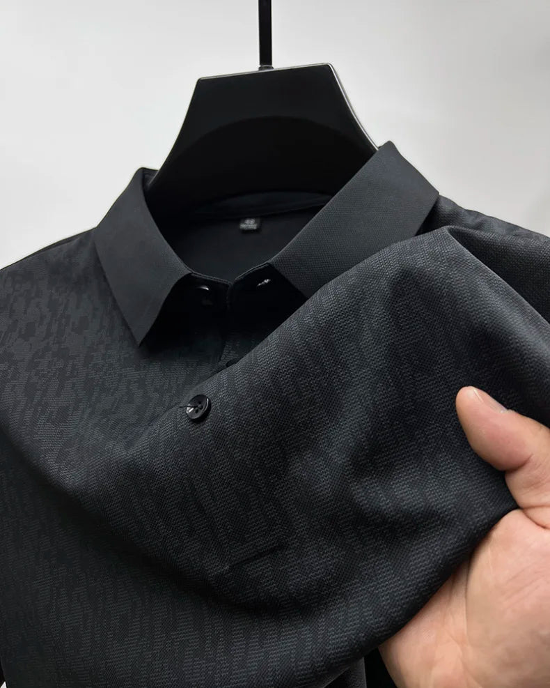 High end jacquard design short sleeve T-shirt men new summer ice silk breathable and cool lapel top fashionable brand POLO shirt
