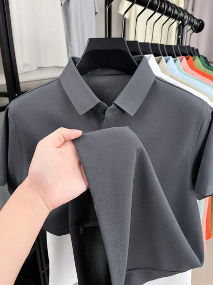 Luxury brand pony embroidery short sleeve polo shirt summer breathable solid color casual men T-shirt fashion high-end Paul top