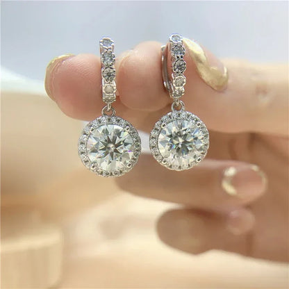 3ct Moissanite Diamond Drop Earrings for Women Lab Diamond 925 Sterling Silver with Gold Plated Wedding Party Jewelry