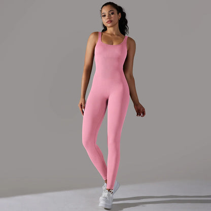 Fitness Sports Jumpsuit Screw Thread Sleeveless Bodysuit Women Seamless Set Full Seasons Casual Fitness Sporty Playsuit