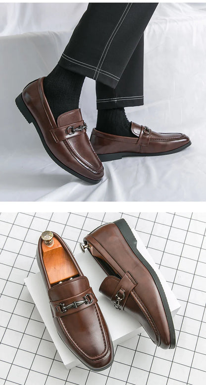 Classic Formal Leather Shoes Men Retro Party Social Office Leather Shoes Man Trend Men's Dress Shoes Casual Business Loafers Man