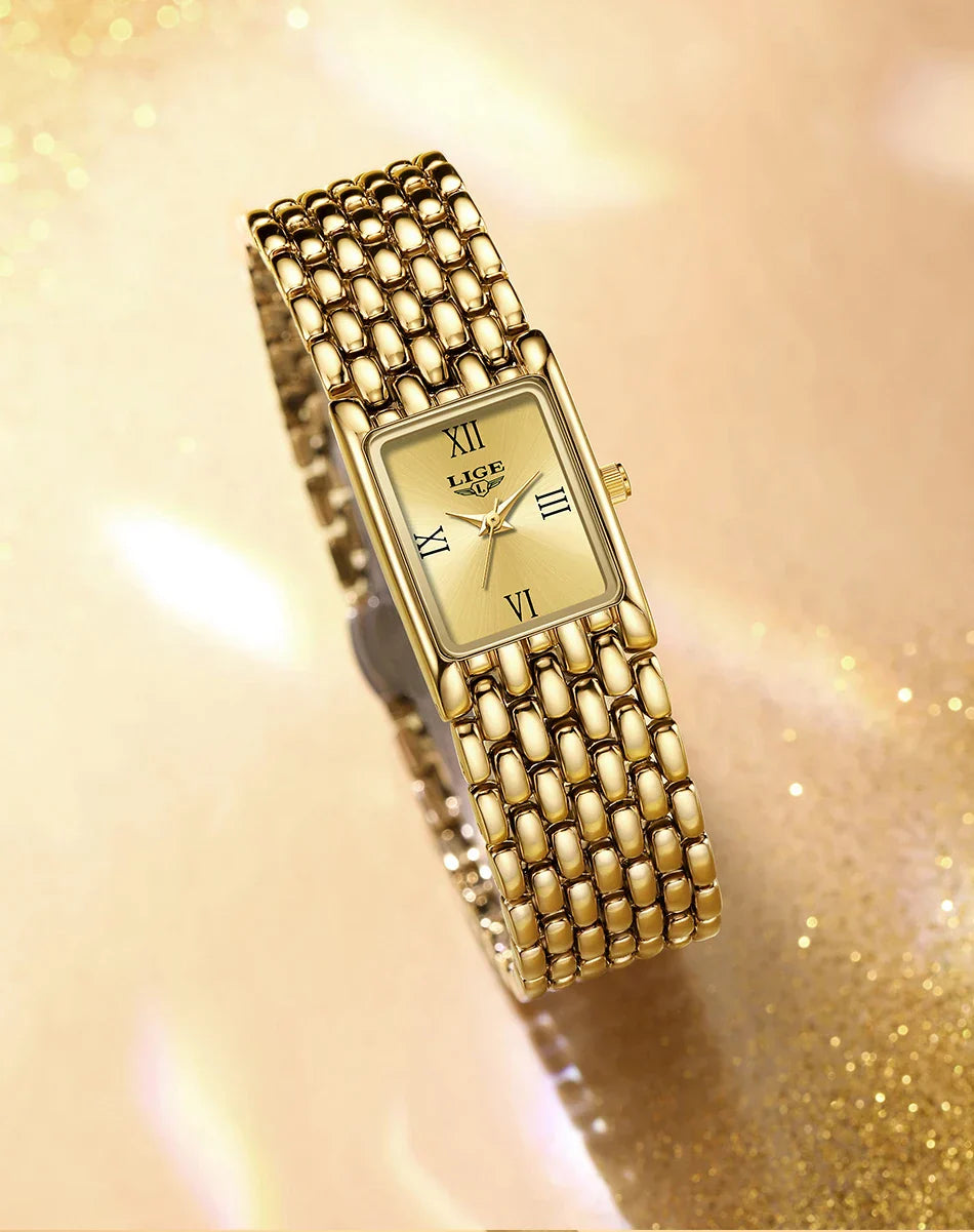 2025 New Gold Women's Watch Luxury Quartz Watch Stainless Steel Bracelet Retro Fashion 30M Waterproof Watch for Women reloj