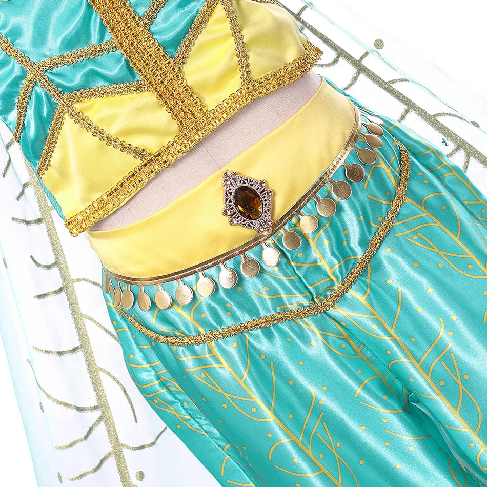Jasmine Princess Dress Princess Dress Up Of Aladdin The Magic Lamp Costume Girls Birthday Party Halloween Fantasy Top Pants