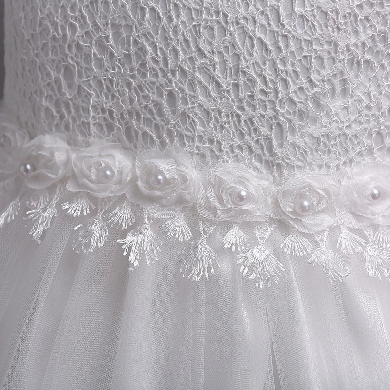 Girl Princess Dress of Korean style sleeveless beaded children's dress dress princess dress lace dress performance