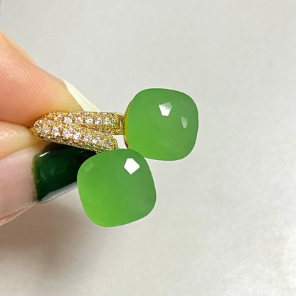 Classic Candy Color Earrings Inlay Transparent Zircon 27Colors Crystal Earrings Rose Gold Plated Fashion Jewelry For Women