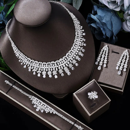 4-piece luxury suit necklace earrings bracelet ring accessories women's bohemian luxury jewelry party