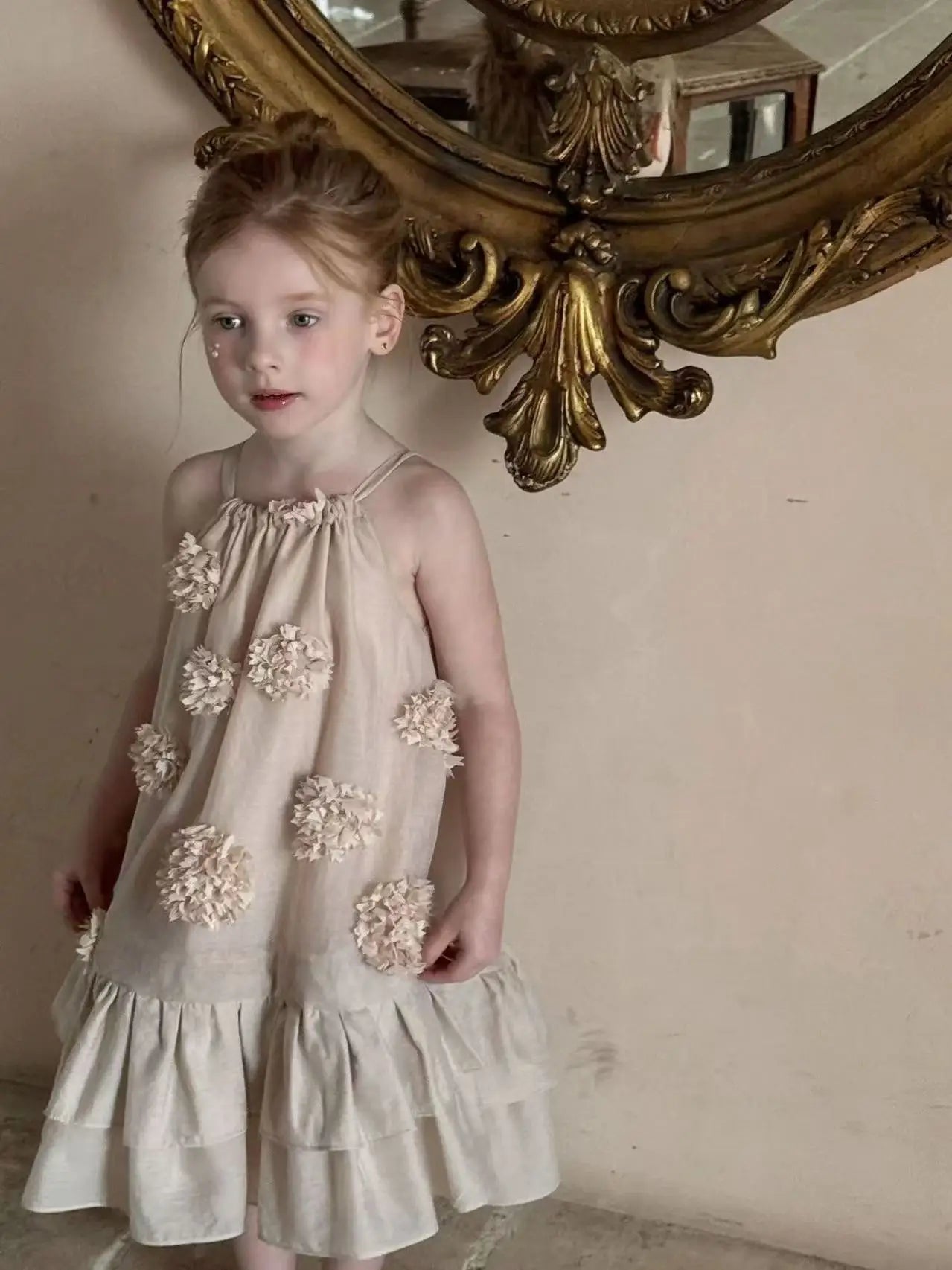 Girls Summer Three-Dimensional Flower Dress Child kids Sweet Clothing