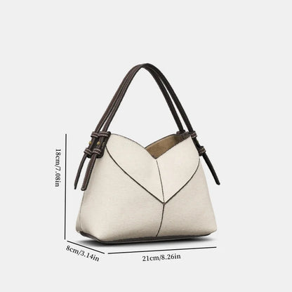 CONTRAST CANVAS MINI SHOPPER, Fashionable Bucket Bag, Designer Shoulder Handbags, Luxury Handle & Removable Crossbody Strap
