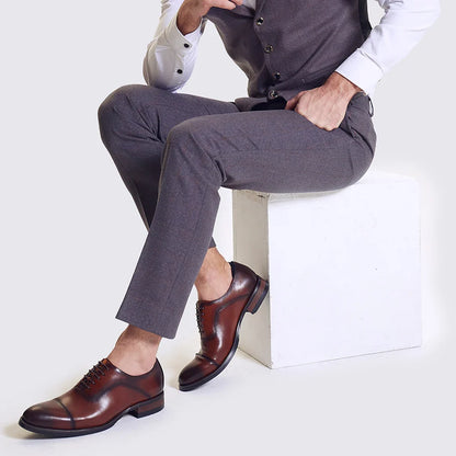 Italian Men's Genuine Leather Oxford Shoes Classic Breathable Gentleman Top Layer Cowhide Business Dress Shoes