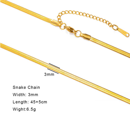 Stainless Steel Gold Color Chain Necklace Women Minimalist Cuban Paperclip Twisted Snake Chain Fashion Jewelry Wholesale