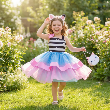 Rainbow Gabby Dollhouse Cat Costume For Girls Kids Princess Birthday Tutu Outfit For Children Birthday Party Carnival Dress Up