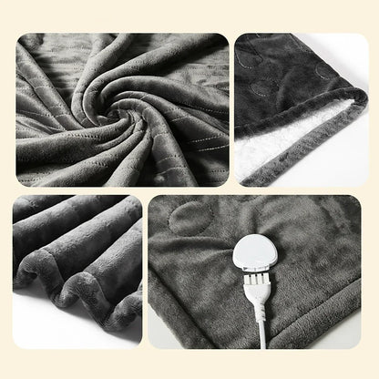 Flannel Electric Heated Blanket Bed Warmer Soft Nap Throw with 9 Heating Levels &12 Hours auto-Off 5S Fast Heat Up Washable