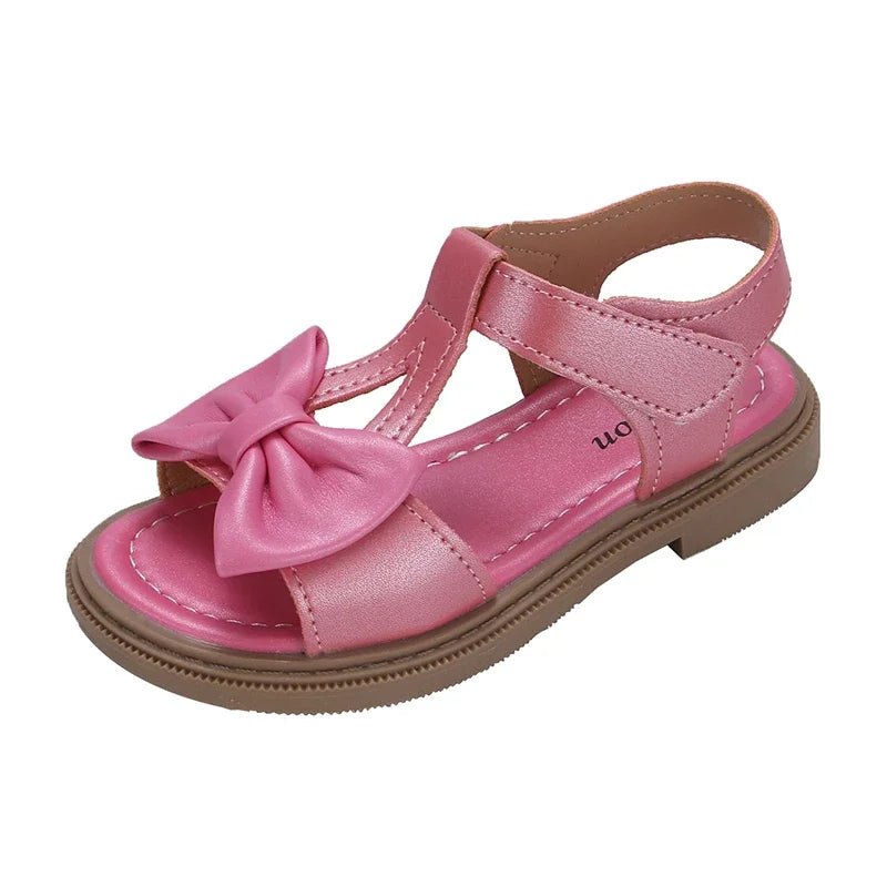 Kids Fashion Girls Sandals New Bow Versatile Open-toe Breathable Simple Platform Casual Shoes Hook Loop Princess Shoes