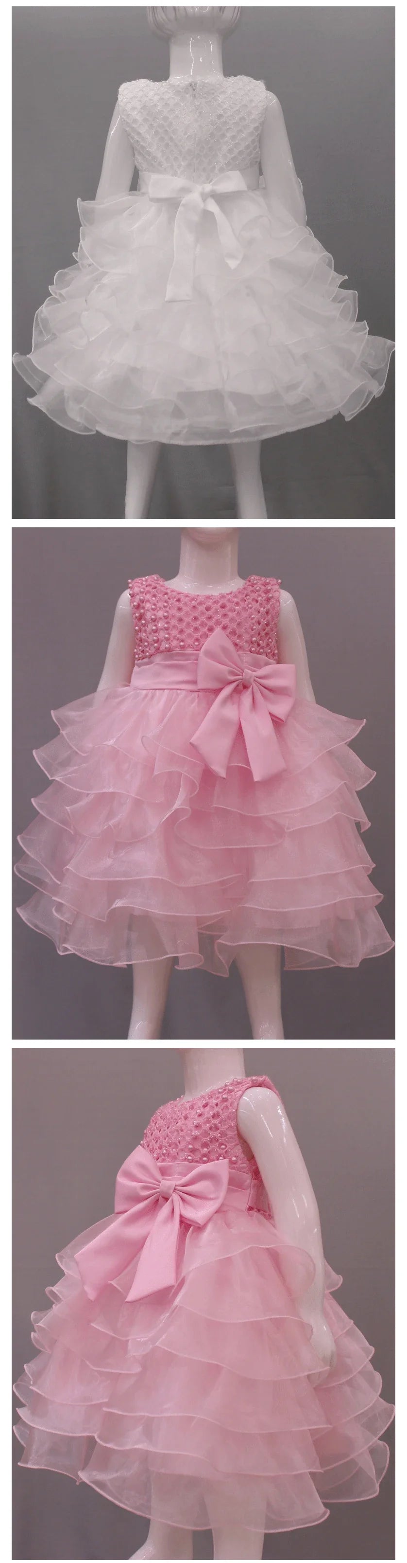 Vestido de Pérolas para Bebês Meninas, Princesa, com Camadas, Vintage, para Festa de Aniversário, Vestido de Baile de Natal, Roupinhas de Bebê de 3 a 24 Meses